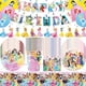 thumbnail image 2 of Suministros de fiesta de princesa para decoraciones de cumpleaños, pancarta de globo, mantel, vasos de papel y platos, servilletas para niña, 2 of 4