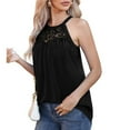 thumbnail image 4 of Samickarr Plus Size Summer Tops For Women Tops Dressy Casual Women Casual Tank Loose Solid Sleeveless Round Neck Lace T-Shirt Halter Tops Sleeveless Shirts Pleated Workout Tops For Women, 4 of 9