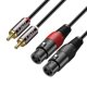 thumbnail image 1 of Cable de audio J&D 2 RCA macho a doble XLR hembra de 1,8 m, 1 of 7