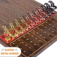 thumbnail image 4 of Horse Race Board Game Racing Game Thickened Solid Wood with 11 Luxurious Durable Classic Metal Horses with 4 Dice and 2 Boxes of Cards Horse Racing Game (Flame Color, Rectangle), 4 of 6
