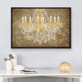 thumbnail image 3 of wall26 Framed Canvas Print Wall Art Floral Pattern Gold Crystal Chandelier Decorative Lights Digital Art Realism Contemporary Chic Relax/Calm for Living Room, Bedroom, Office - 24"x36" Blac, 3 of 5