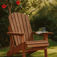 thumbnail image 3 of Homy Casa Outdoor Folding Adirondack Chair, Wooden Patio Chair for Backyard & Porch, Brown, 3 of 10