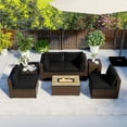thumbnail image 1 of Costway Ensemble de Mobilier d'Extérieur 7 Pcs avec Table à Foyer de 32 Pouces et Cache-Réservoir de Propane Noir, 1 of 10