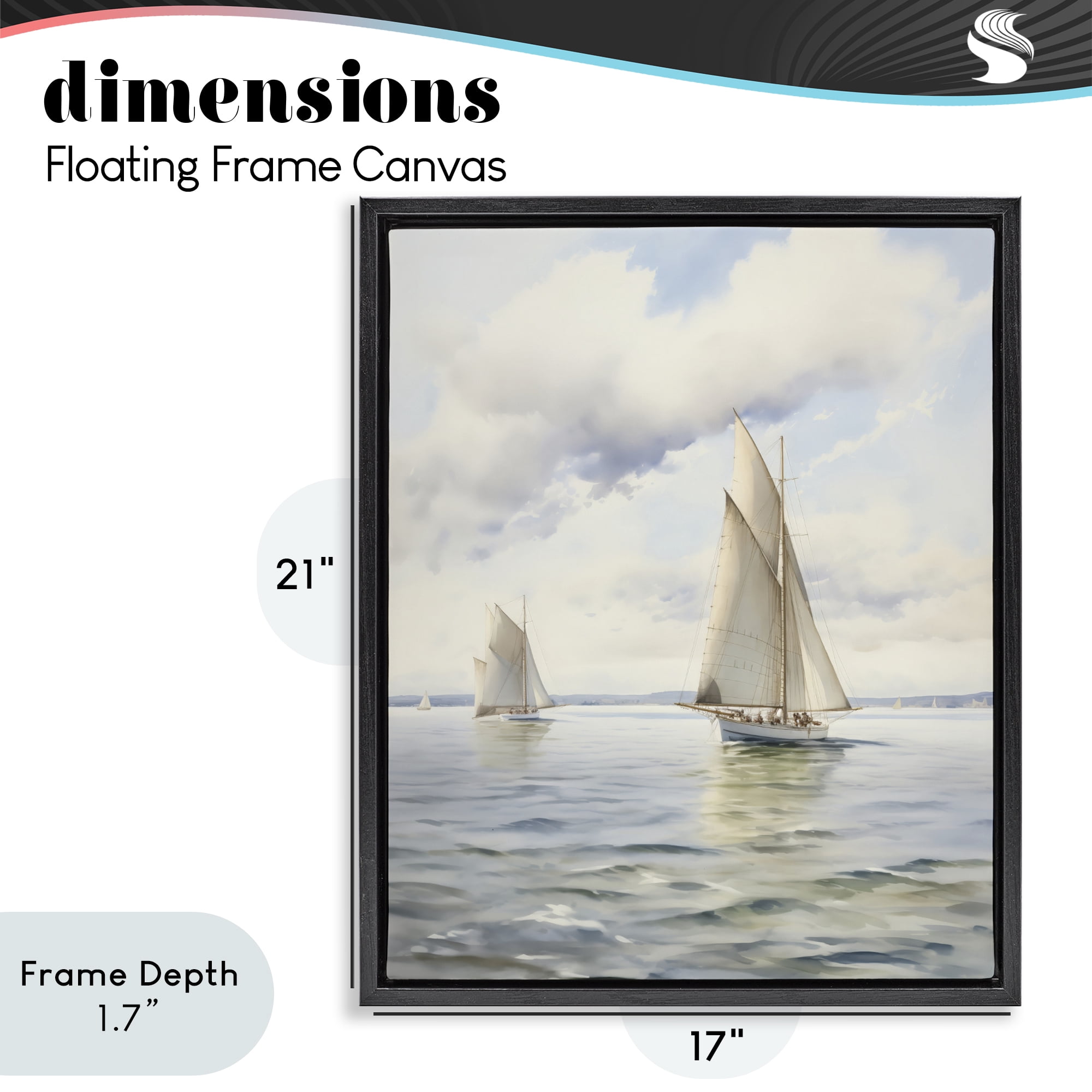 Stupell Industries Sailing Toward a Tranquil Horizon Black Framed Floater Canvas Wall Art, design by LSR Design Studio