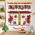 thumbnail image 6 of Christmas Poinsettia Curtain Valances Set - Upper & Lower Curtains, 52'''' L x 18'''' W & 36'''' L x 26'''' W, Kitchen Windows Decor, 3 Piece Set, Red, 6 of 7