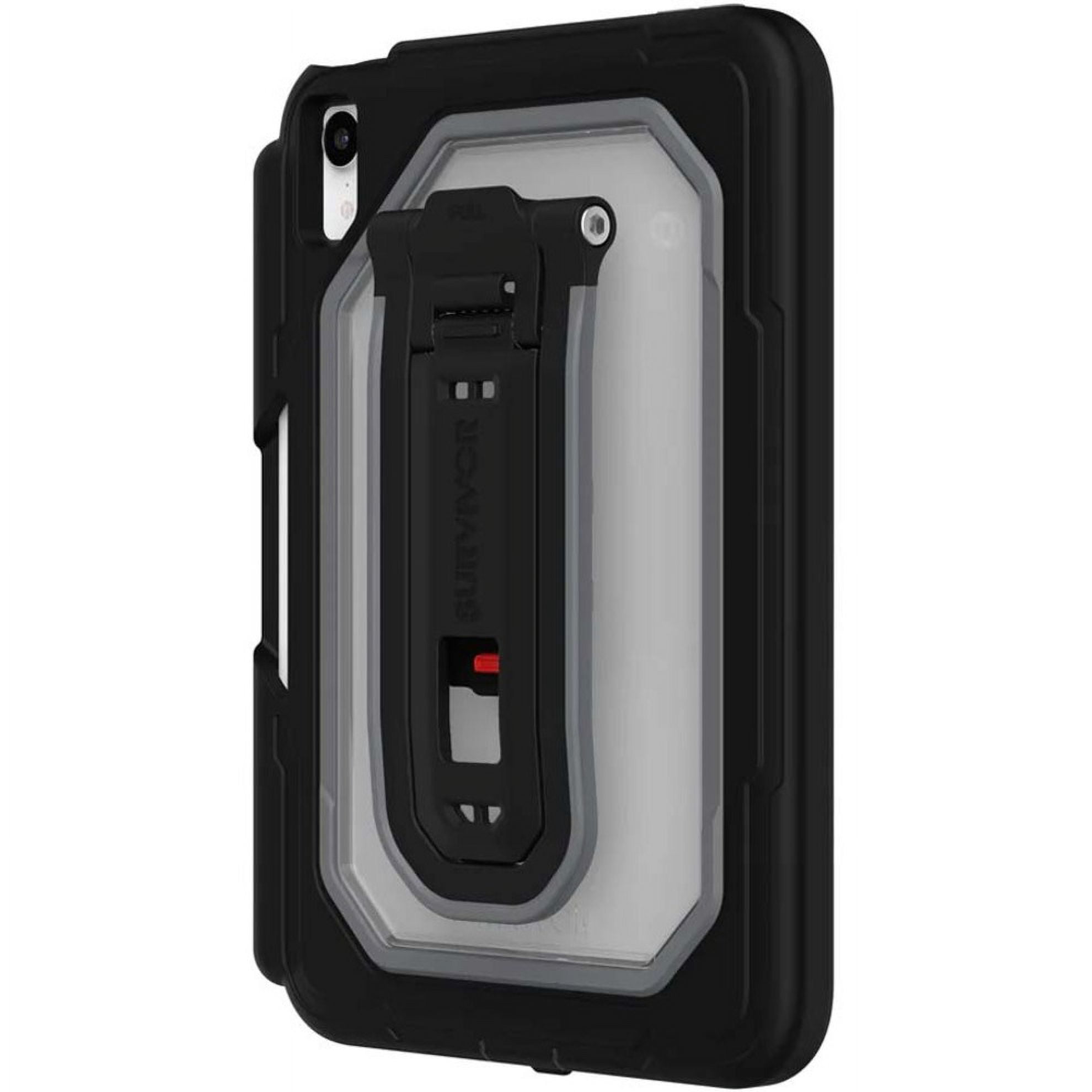 Survivor All-Terrain Rugged Carrying Case Apple iPad mini (6th Generation) Tablet, Apple Pencil (2nd Generation), Stylus - 3X Military Grade Protection with Kickstand + Pencil Holder -Black