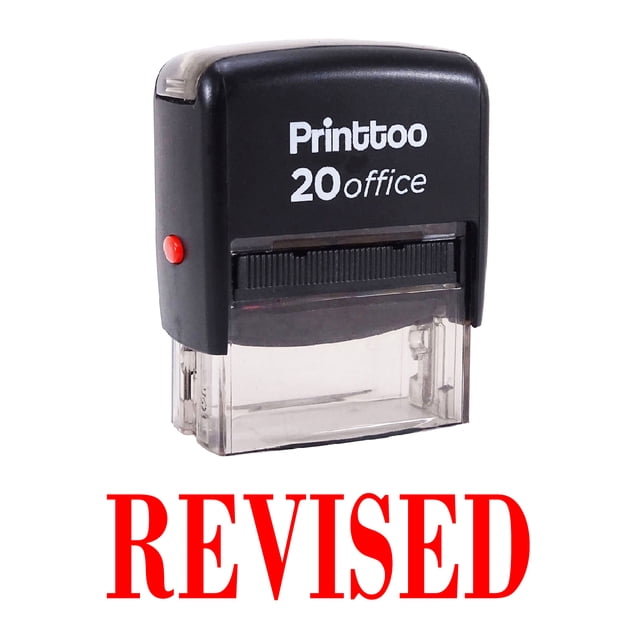 Printtoo Office Stationary REVISED Self Inking Rubber Stamp Stamp-Red