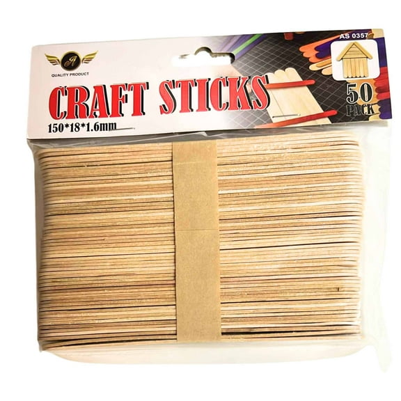 Incraftables 6" Natural Color Popsicle Craft Sticks – 50 pcs