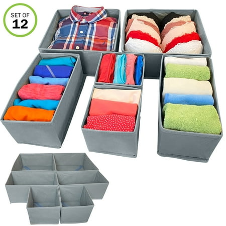 Evelots Foldable Cloth Drawer Storage Box-Closet-Dresser-Divider-Organizer S/12