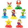 ANGOLIO 7 Pack Mario Brother Honeycomb Centerpiece Kit 3D Paper Fans Mario Brother Themed Birthday Party Favor Decorations Baby Shower Photo Booth Props Table Topper Party Supplies for Kids Adult