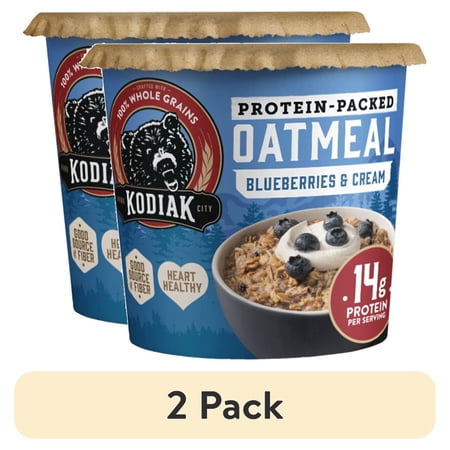 (2 pack) Kodiak Protein-Packed Blueberries and Cream Instant Oatmeal Power Cup, 2.12 oz