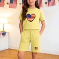 thumbnail image 2 of Odeerbi Niños Niñas Outfit Día de La Independencia Camiseta de Manga Corta Con Estampado Patriótico Con Pantalones Cortos Set de 2 Piezas, 2 of 9