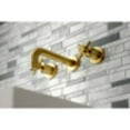 thumbnail image 3 of Kingston Brass KS8127DX Concord 2-Handle Wall Mount Bathroom Faucet, Brushed Brass, 3 of 5