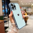 thumbnail image 6 of Love Heart Electroplated Nice Soft Slim TPU Case for Women Girls Compatible with iPhone Case (Light Blue,iPhone 14 Pro Max), 6 of 6