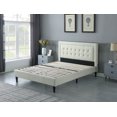 thumbnail image 3 of Oliver and Smith Queen Upholstered Platform Bed Frame -Tufted Linen 43.5'' Headboard Wood Slats - Storage Space Easy Assembly No Box Spring Needed Beige (ATHENA), 3 of 5