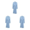 thumbnail image 3 of yingyy 1/2/3/5 Femmes Printemps Style Décontracté Ouvert devant Vêtements de Nuit Filles Simple Robe de Nuit à Manches Longues Vêtements de Pyjama Maison Bleu P 3 Pcs, 3 of 6