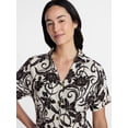 thumbnail image 5 of Time and Tru Women's Linen Pleated Waist Fit And Flare Mini Shirt Dress, Sizes XS-XXXL, 5 of 6