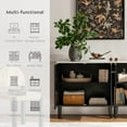 thumbnail image 6 of EYYTHUNG Black Storage Cabinet Set of 2, Modern Sideboard with Adjustable Shelves & Faux Marble Top, Wooden Credenza Cabinet Console Table, 6 of 8