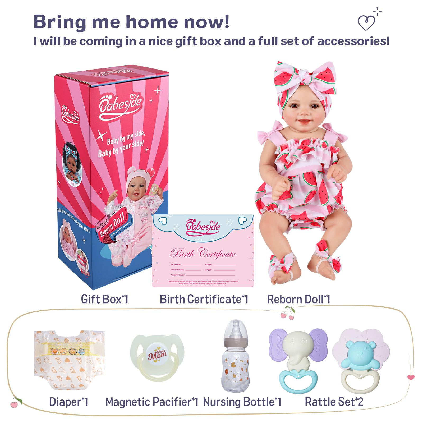 RSG Reborn Baby Dolls Sunny - 17Inch Cute Baby Doll with Soft Cloth Body Poseable Smiling Real Life Baby Dolls with Complete Accessories for 3+ Years Old Gifts