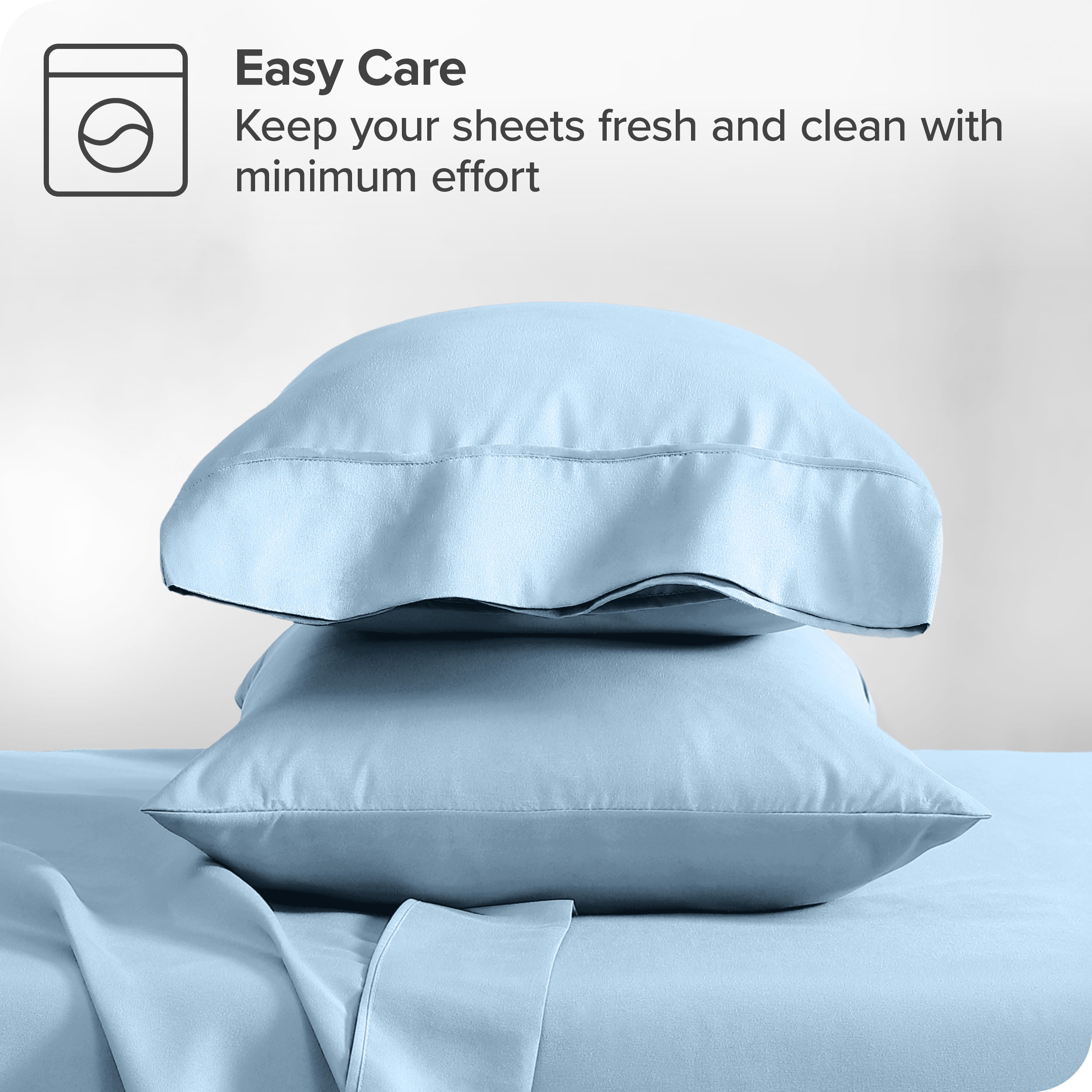 Bare Home Light Blue Microfiber Pillowcase Set, Hypoallergenic, King Set of 2