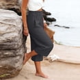 thumbnail image 7 of VBVC Women's Cotton Linen Capri Pants , Wide Leg Culottes Trousers For Women , Ladies' Summer Cropped Pants with Pockets, S-2XL, 7 of 7