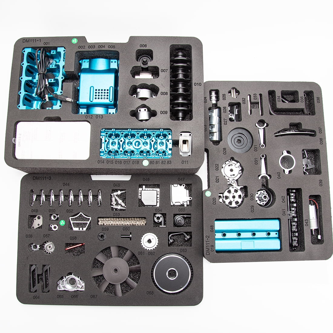 ENGINEDIY L4 Engine Model Kit that Runs, 3D Metal Turbocharged Inline-Four Car Engine Mechanical Engineering DIY Assembly Engine Model with Cooling System (364+PCS)