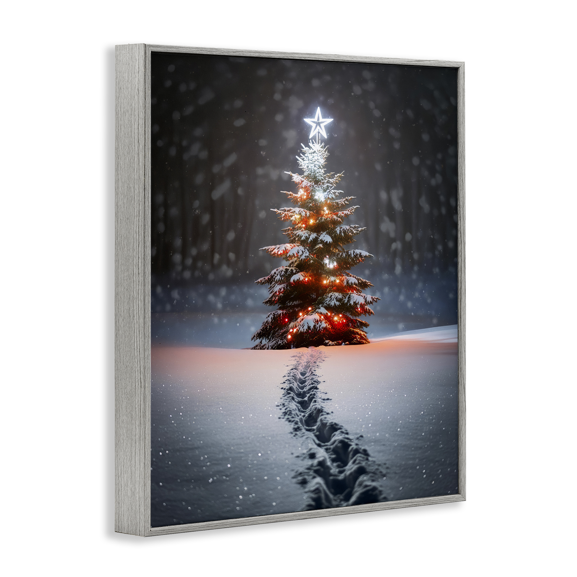 Stupell Industries Magic Moments Holiday Tree Holiday Photography Gray Framed Art Prints Wall Art, 16 x 20
