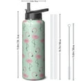 thumbnail image 3 of Fitness Enthusiast 40oz Insulated Stainless Steel Flamingo Themed Water Jug Wide Mouth Handle Lid Leak Proof, 3 of 6