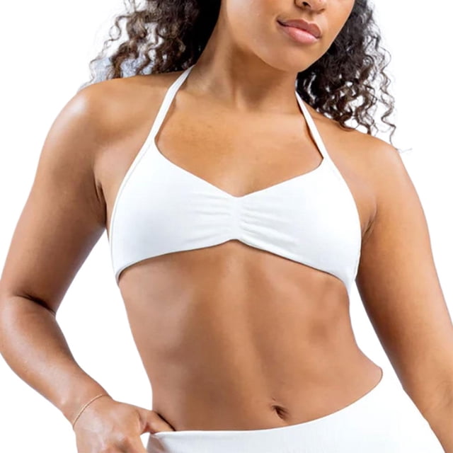 Halter Top Gym Bure Entrenamiento Sports Bra para Mujer Abierta (Gray XS)