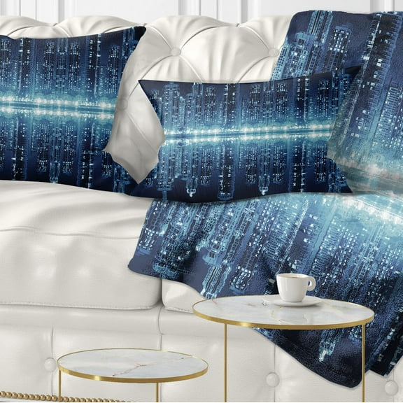 Designart Seamless Modern City - Cityscape Photo Throw Pillow - 12x20