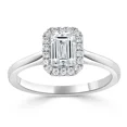 thumbnail image 2 of Spot Jewel 1.9 Ct Emerald Cut Diamond Wedding Ring - 14K White Gold Plated Diamond Ring - Valentine Proposal Ring - Halo Silver Beautiful Special Occasion Ring - Party Wear Diamond Ring, 2 of 7