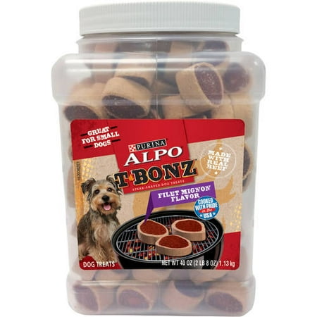 - ALPO T-Bonz Filet Mignon Flavor Steak-Shaped Dog Treats 40 oz. Canister