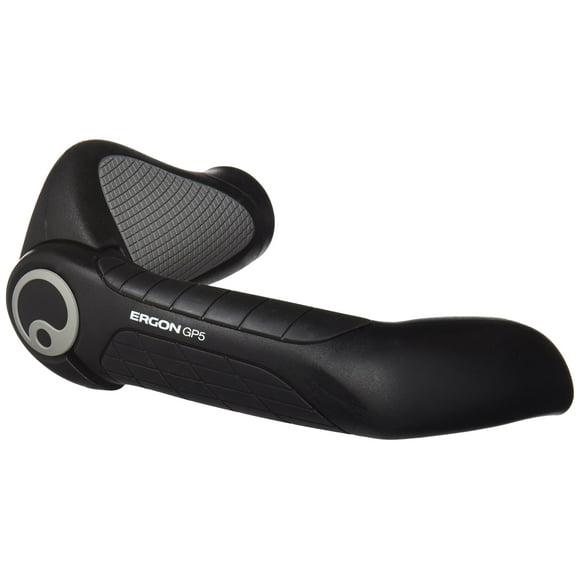 Ergon - GP5 Ergonomic Lock-on Bicycle Handlebar Grips with Extended Bar End Support | Rohloff/Nexus Compatibility | for Hybrid Bikes | Large | Black/Gray