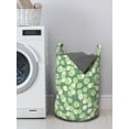thumbnail image 3 of Leaves Laundry Bag, Repetitive Abstract Circular Motif Leaf in Nature Tones Illustration, Basket with Handles Drawstring Closure for Laundromats, 13" x 19", Laurel Green Pale Green, by Ambesonne, 3 of 4