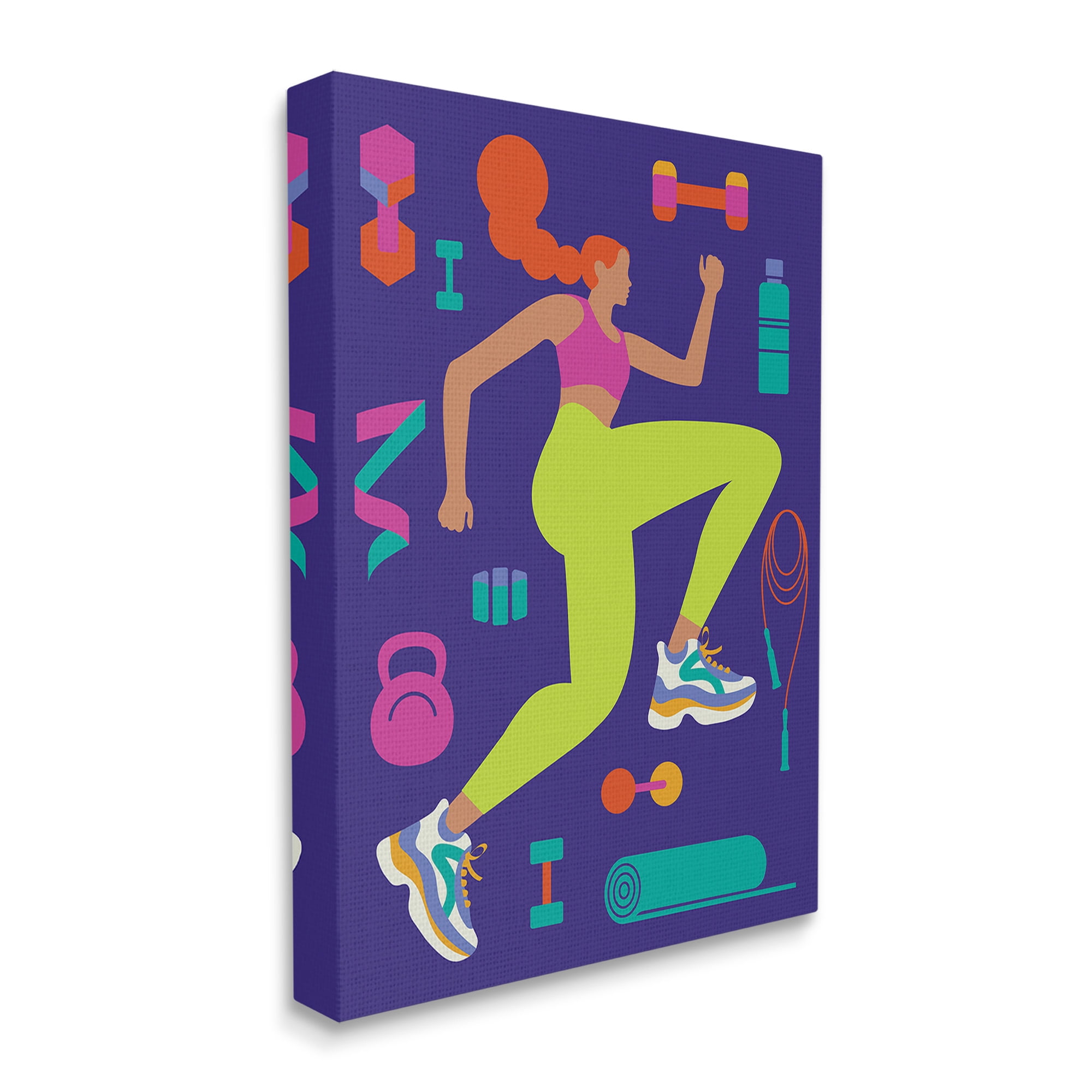 Stupell Industries Woman with Fitness Weights Sports Painting Gallery Wrapped Canvas Art Print Wall Art, 24 x 30