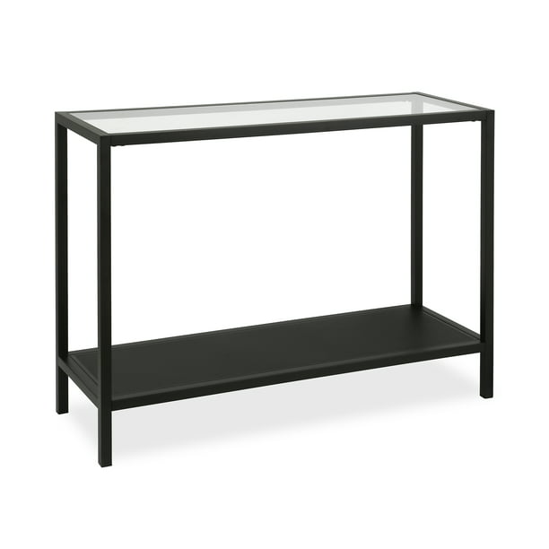 Evelyn Zoe Contemporary Metal Console, Metal Sofa Table With Glass Top