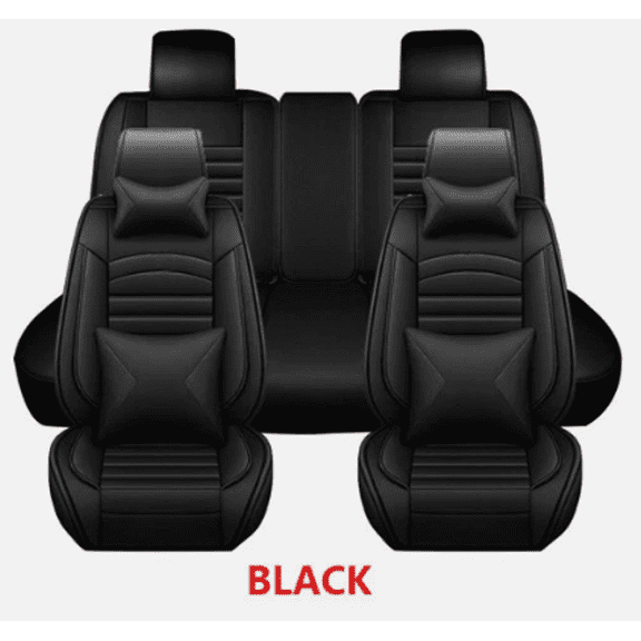 HUOEPU Black Car Seat Covers Full Set for Nissan Frontier Altima Sentra 2000-2023 Full Set Leather Car Seat Covers with Pillows Front and Rear Cover