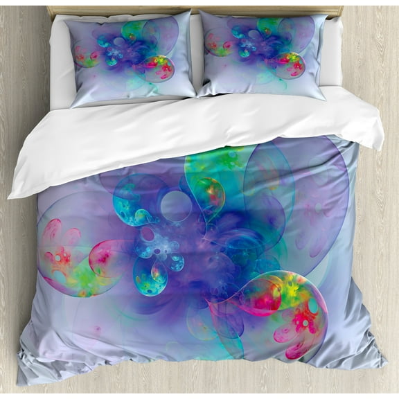 Ambesonne Spires Duvet Cover Set, Creative Modern Design, Queen, Violet Red