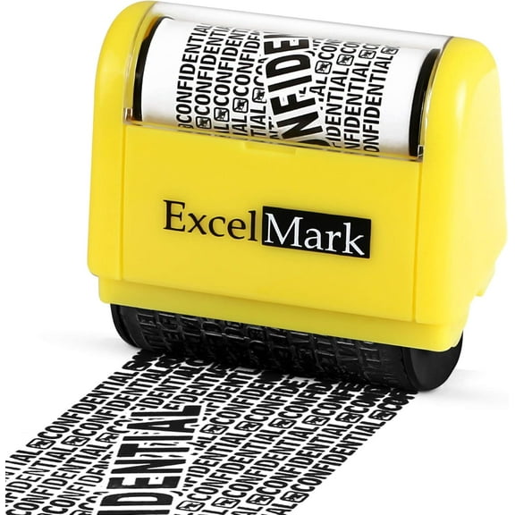 Excelmark Identity Theft Roller Stamp, Theft Guard Confidential Ink Stamp for Identity Protection, Wide Rolling Security Stamp, Black