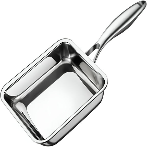 ACDANC Japanese Omelette Pan - Nonstick Square Egg Roll Pan - Rectangle Frying Pan - Small Frying Egg Pan,Cooktop Safe,7.5 x 6.3" (Stainless Steel)