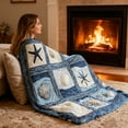 thumbnail image 4 of Ocean Shells & Starfish Print Flannel Blanket, 40×60"/52×60"/60×80" Coastal Beach Plush Throw, Soft Microfiber Polyester Blanket for Sofa Bed Beach Picnic, Christmas Gift for Seaside Lovers, 4 of 5