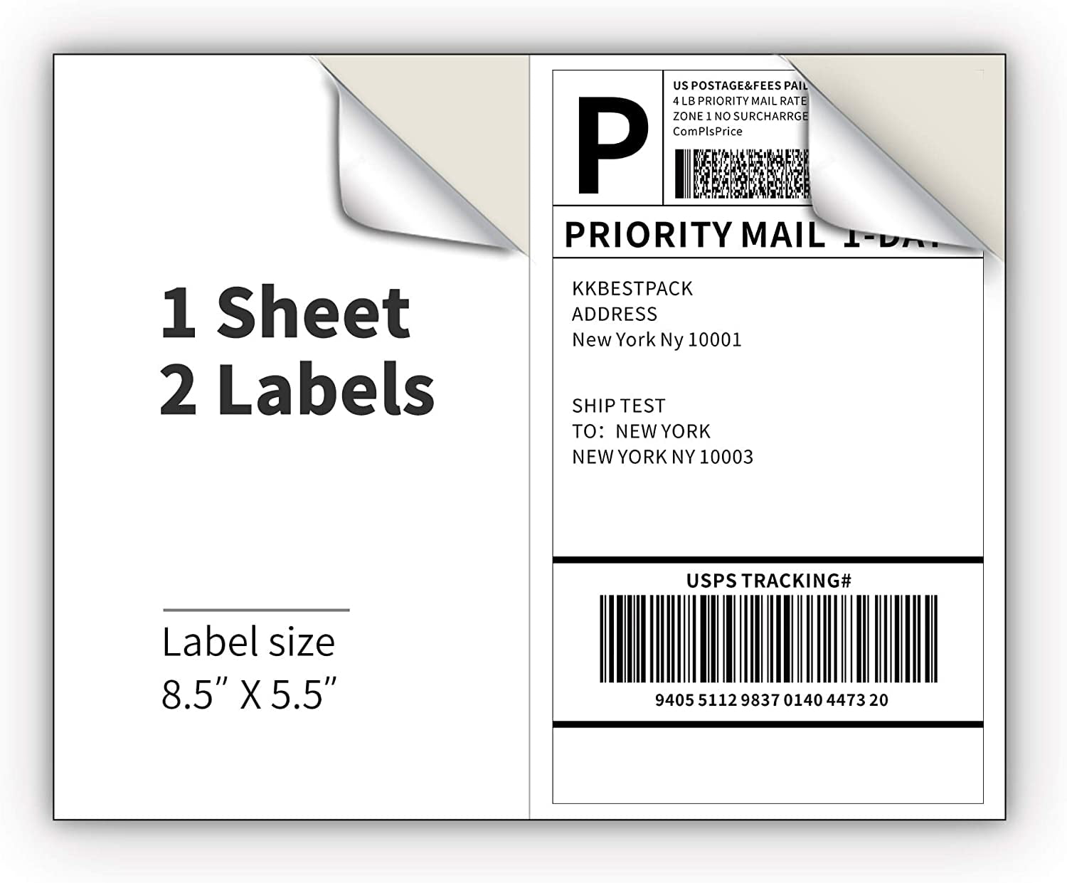 400 Shipping Labels 8.5 x 5.5 Half Sheets Blank Self Adhesive 2 Per Sheet USPS 