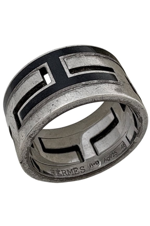 Pre-Owned Hermes Move H Ring, Sterling Silver 925, Women's Ring