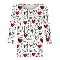 thumbnail image 5 of WMTBSRSW Womens Valentine's Day Top Plus Size S-5XL 3/4 Sleeve Shirts Love Heart Print Crewneck T Shirts Loose Casual Classic Tee White X-Large, 5 of 5