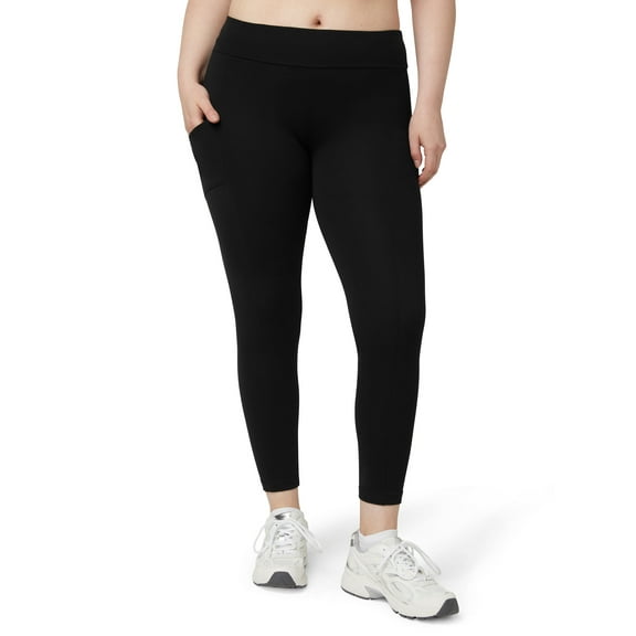 No nonsense Women's Cotton Legging with Tech Pocket, Black, Small