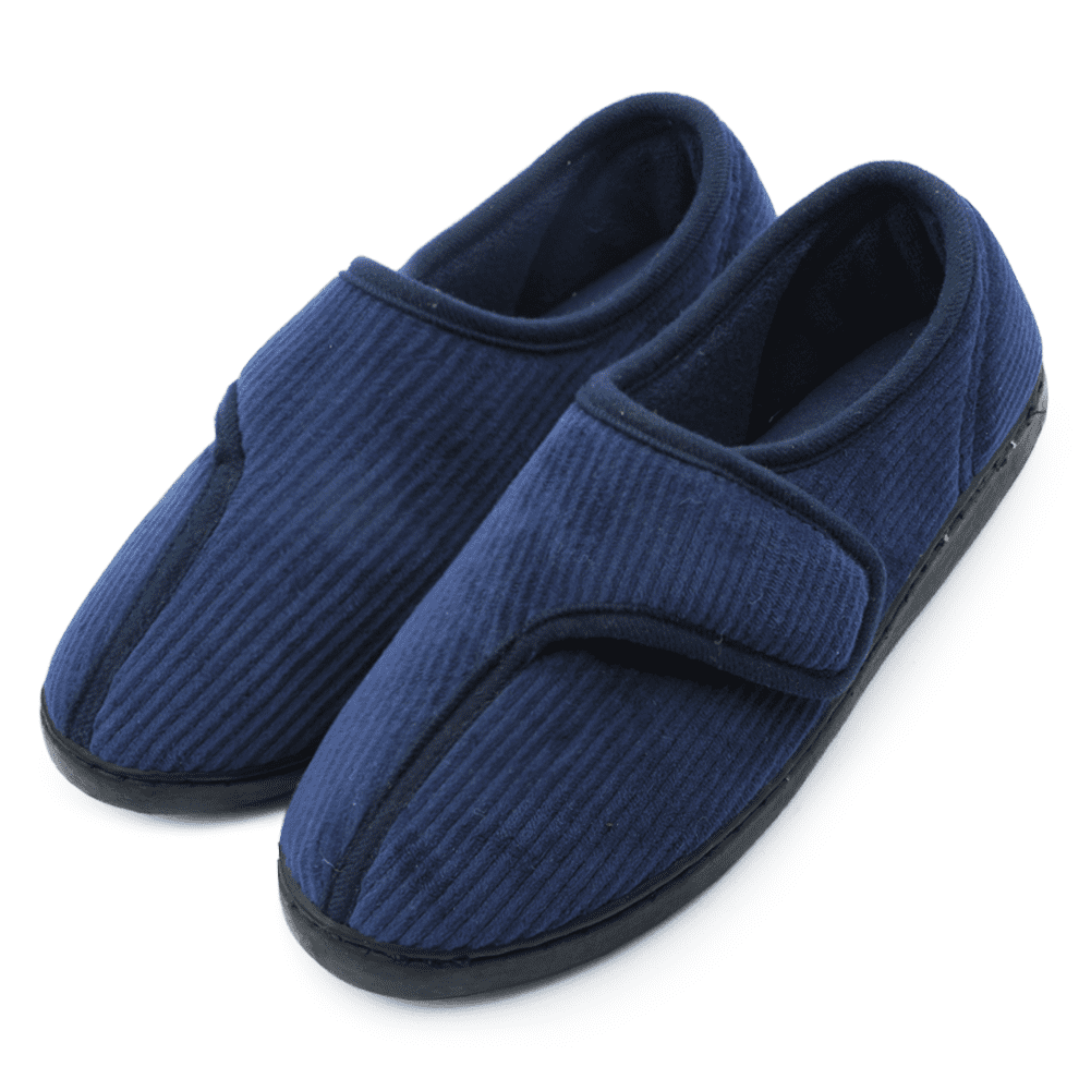 Git-up Diabetic Slippers Shoes for Men Arthritis Edema Adjustable Closure Memory Foam House Shoes, Blue 13, Men's, Size: One Size