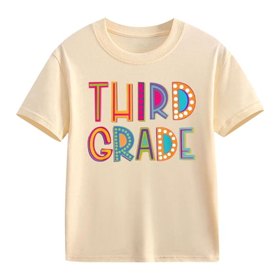 EnJoCho 3th Grade First Day of School T-Shirts Back-to-School Shirts for Kids Short Sleeve Preschool Kindergarten Summer Tees Elementar𝗒 School Grade Leve𝗅 Shirts