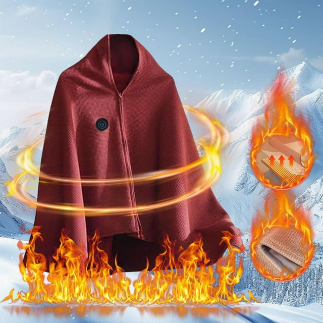 Feltree USB Heated Throw Blanket Wearable Portable with Zipper Adjustable Temperature Fast Heating for Travel Home Office Machine Washable