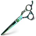 thumbnail image 2 of Juego de tijeras profesionales para cortar y entresacar el cabello, tijeras de barbero de acero inoxidable 440C de 15 cm, color verde., 2 of 5