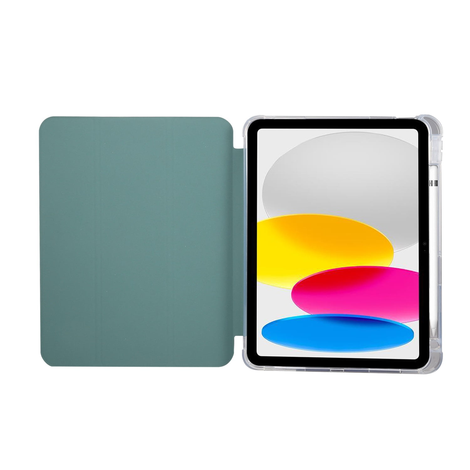 SaniMore for iPad 10th Generation 10.9" 2022 Case, Auto Sleep/Wake, Flexible TPU Case with Tri-Fold Kickstand & Pencil Holder Shockproof Protective Case for Women Men, Darkgreen